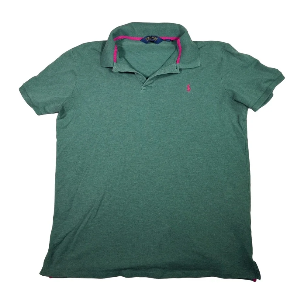 Ralph Lauren Polo Golf Pro Fit XL Green Pink Trim Short Sleeve Mens Polo Shirt